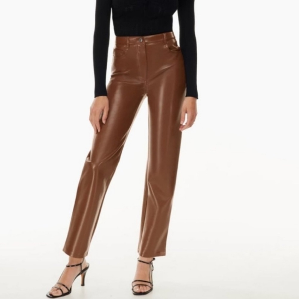 Wilfred Vegan Leather Straight Leg Pants Size 10